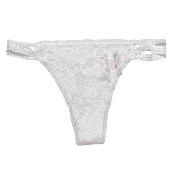 Victoria's Secret PINK Double Strap Floral Lace Strappy Thong Panty Size Medium - Picture 1 of 2